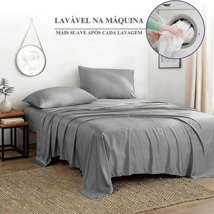 Conjunto de Lençóis Lar com Carinho de Bambu Orgânico Premium
